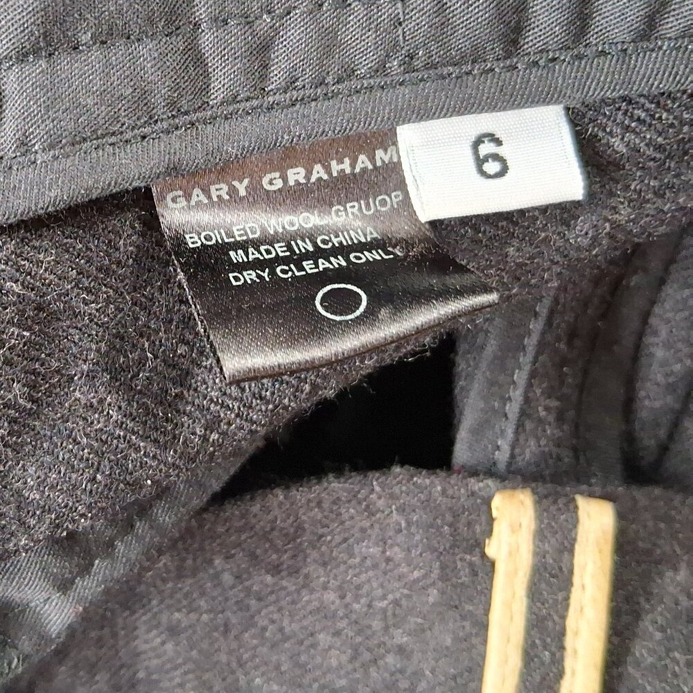 GARY GRAHAM Gray Merino Wool Fold Over Waist Leather Trim Avant Garde Pants 6 - Picture 8 of 16